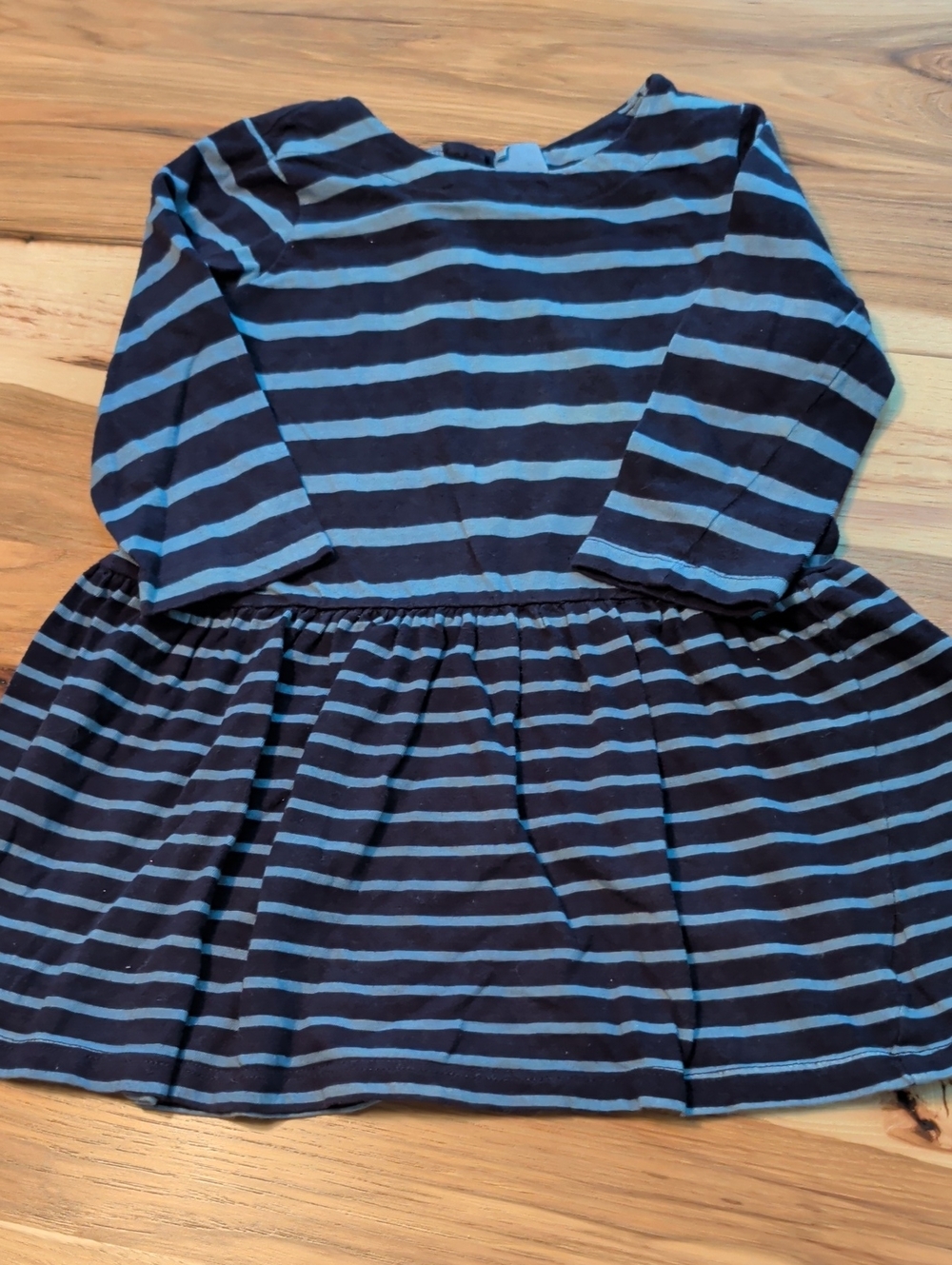 Girls' Navy and Light Blue Striped Long-Sleeve Dress